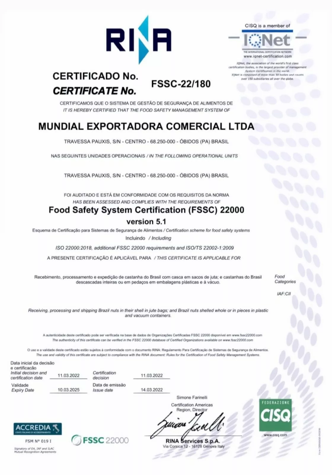 Mundial Exportadora - Exportação de Castanha do Pará