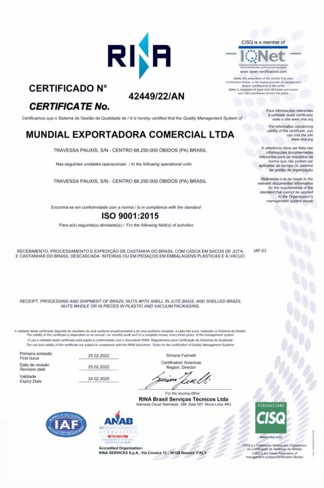 Mundial Exportadora - Exportação de Castanha do Pará